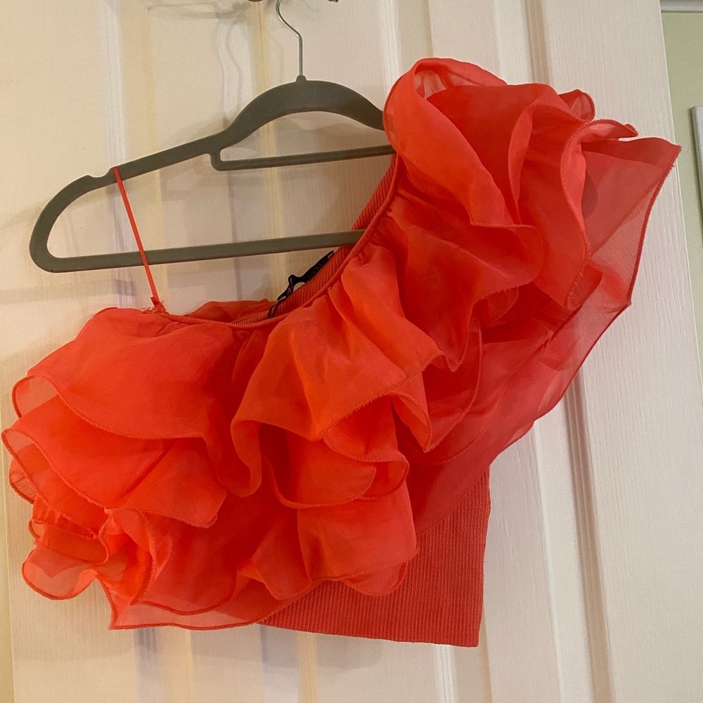 Zara ruffle sleeve crop top (small NWT)